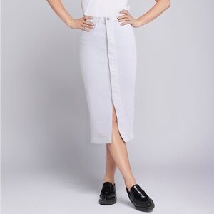 Current/Elliott “Insignia” Midi Denim Skirt – Size 28 – Optic White - NWT